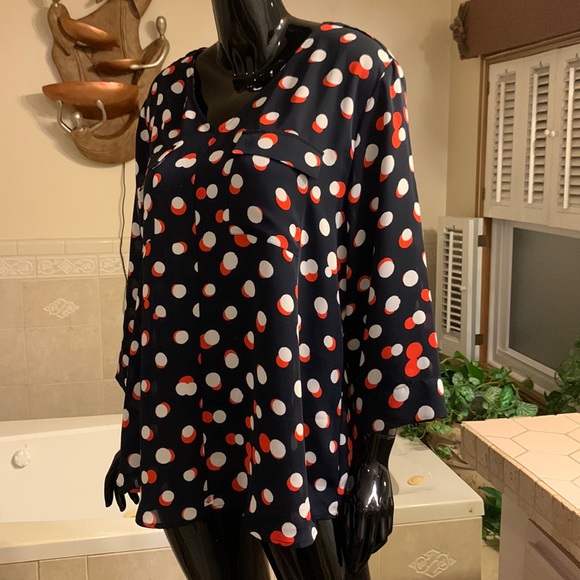 Emaline Red/white polka dot Top - Picture 1 of 6